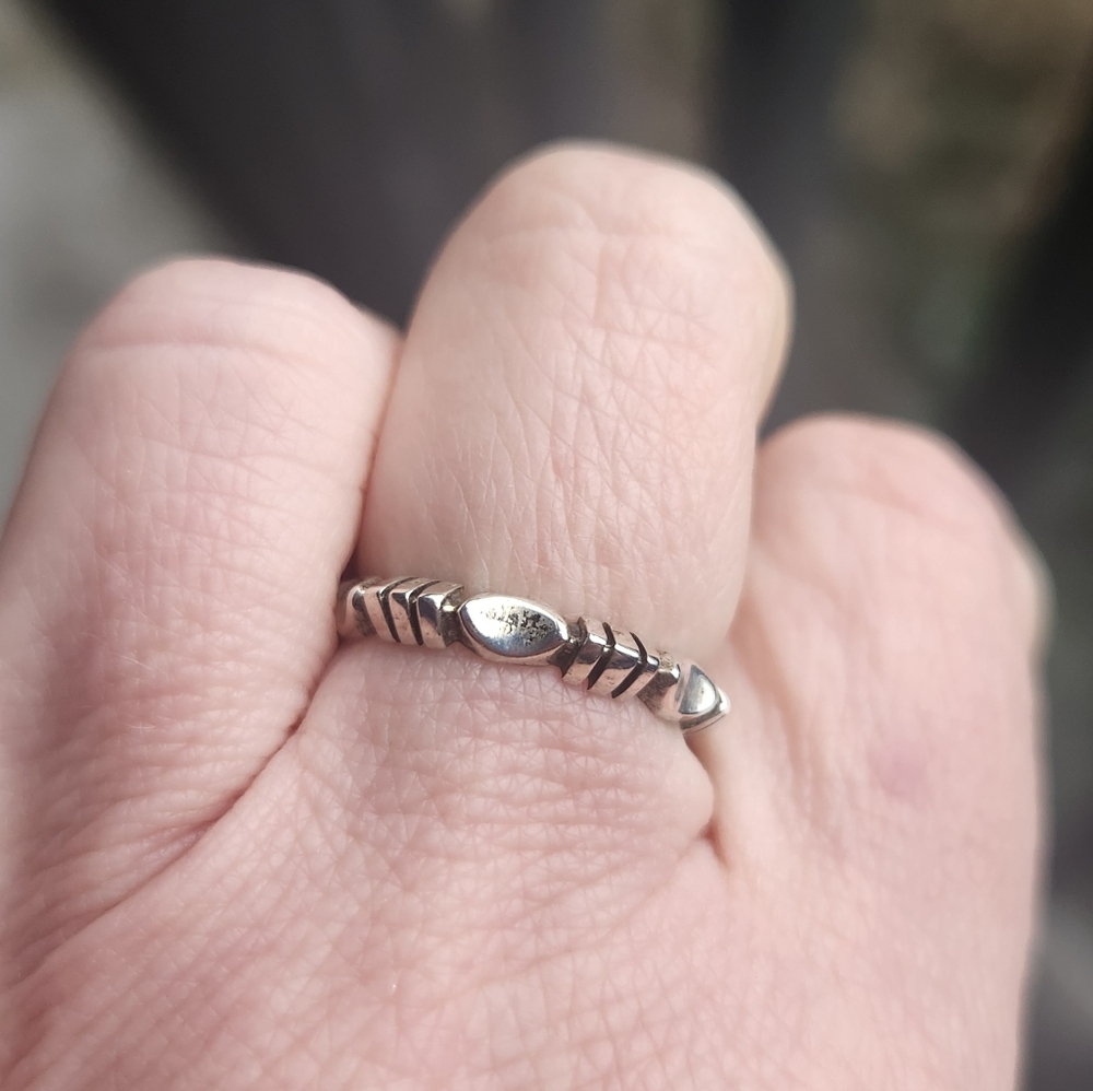 Handmade Sterling Silver 925 Native American Saw Cut Band Ring Sz 7